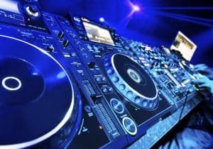 DJ mixing music on professional turntables